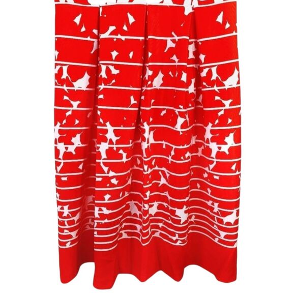 Studio One Red-Orange White Floral A-Line V-Neck Travel Dress 60s 70s Mod Sz 4 - Picture 13 of 14